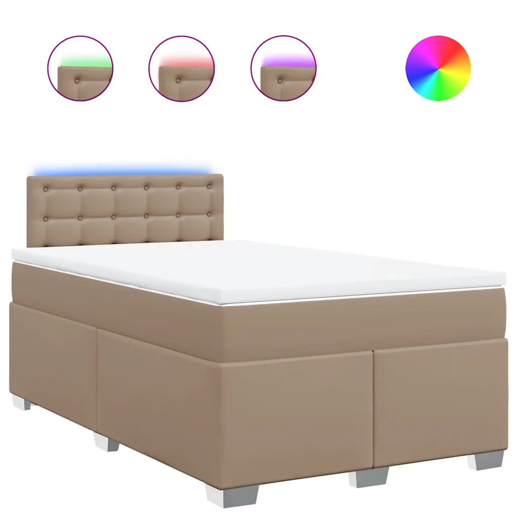 vidaXL Giroletto a Molle con Materasso Cappuccino 120x190cm Similpelle
