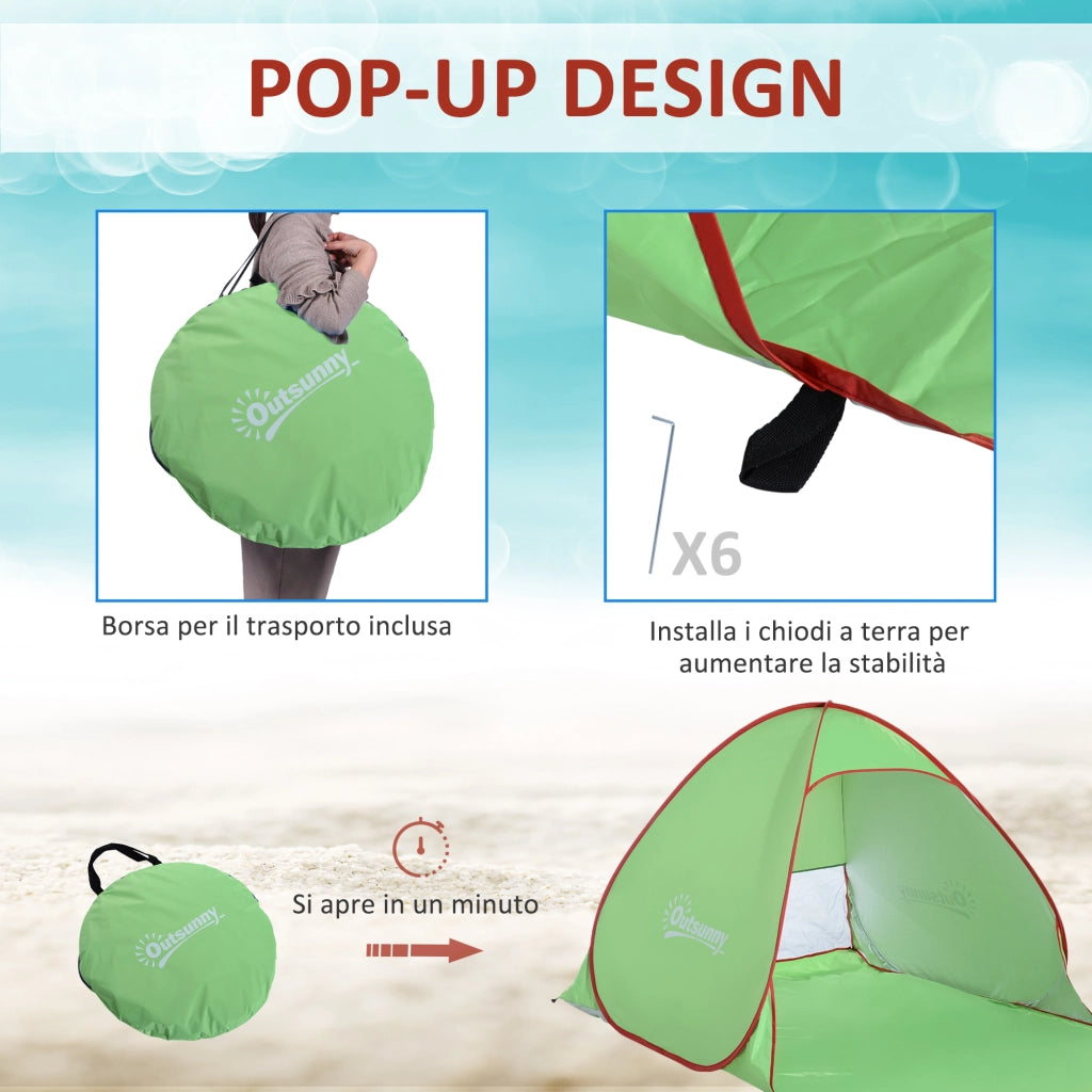 Tenda da Spiaggia Pop Up ¨C zephmum ¨C Verde 200x150x119 cm