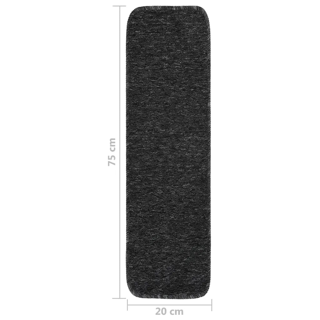 Tappetini per Scale 15 pz | Gradini per Scale 75x20 cm Antracite Antiscivolo