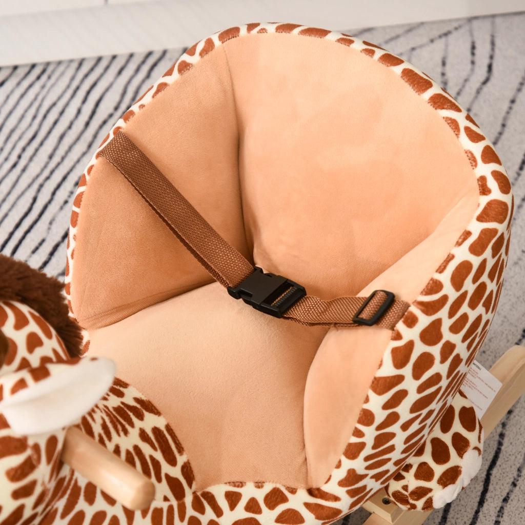 Cavallo a Dondolo Giraffa in Legno per Bambini ¨C ZephMum ¨C Naturale 60x33x45