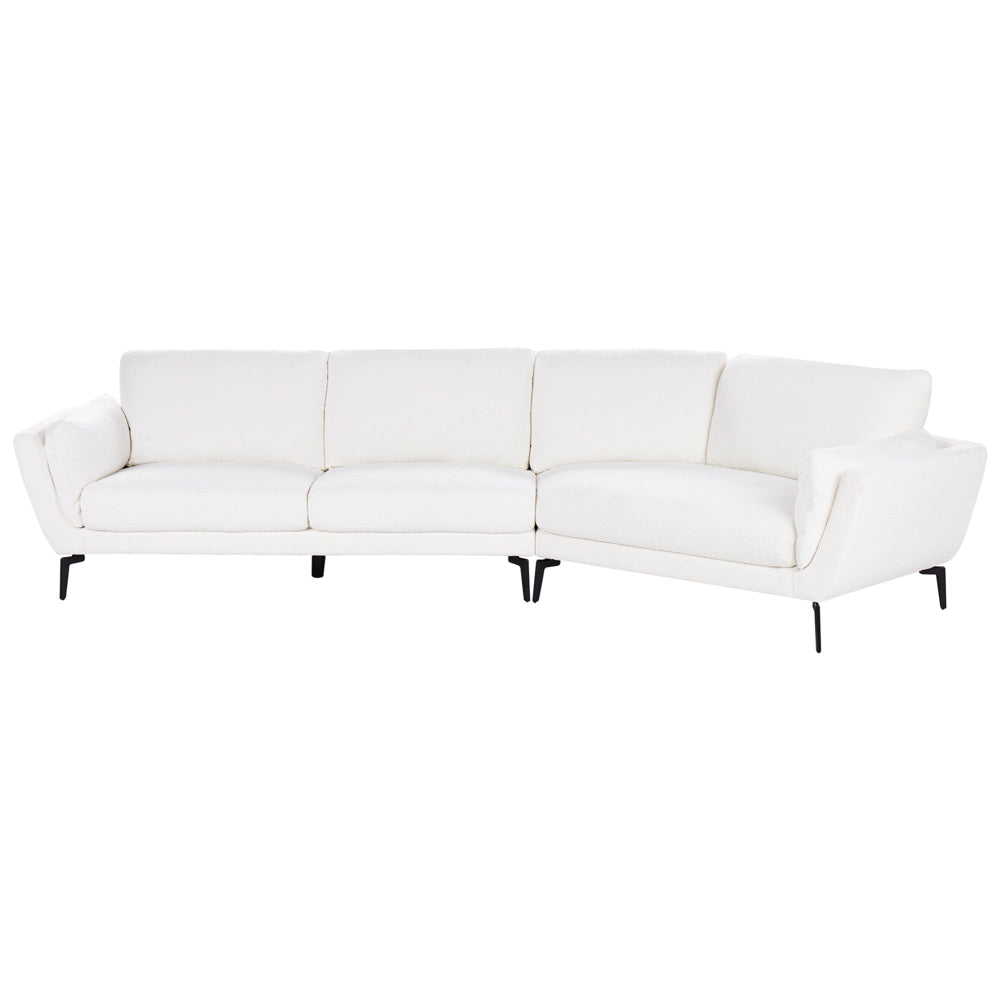 Divano a 3 posti in tessuto bouclè bianco con schienale imbottito elegante moderno minimalista