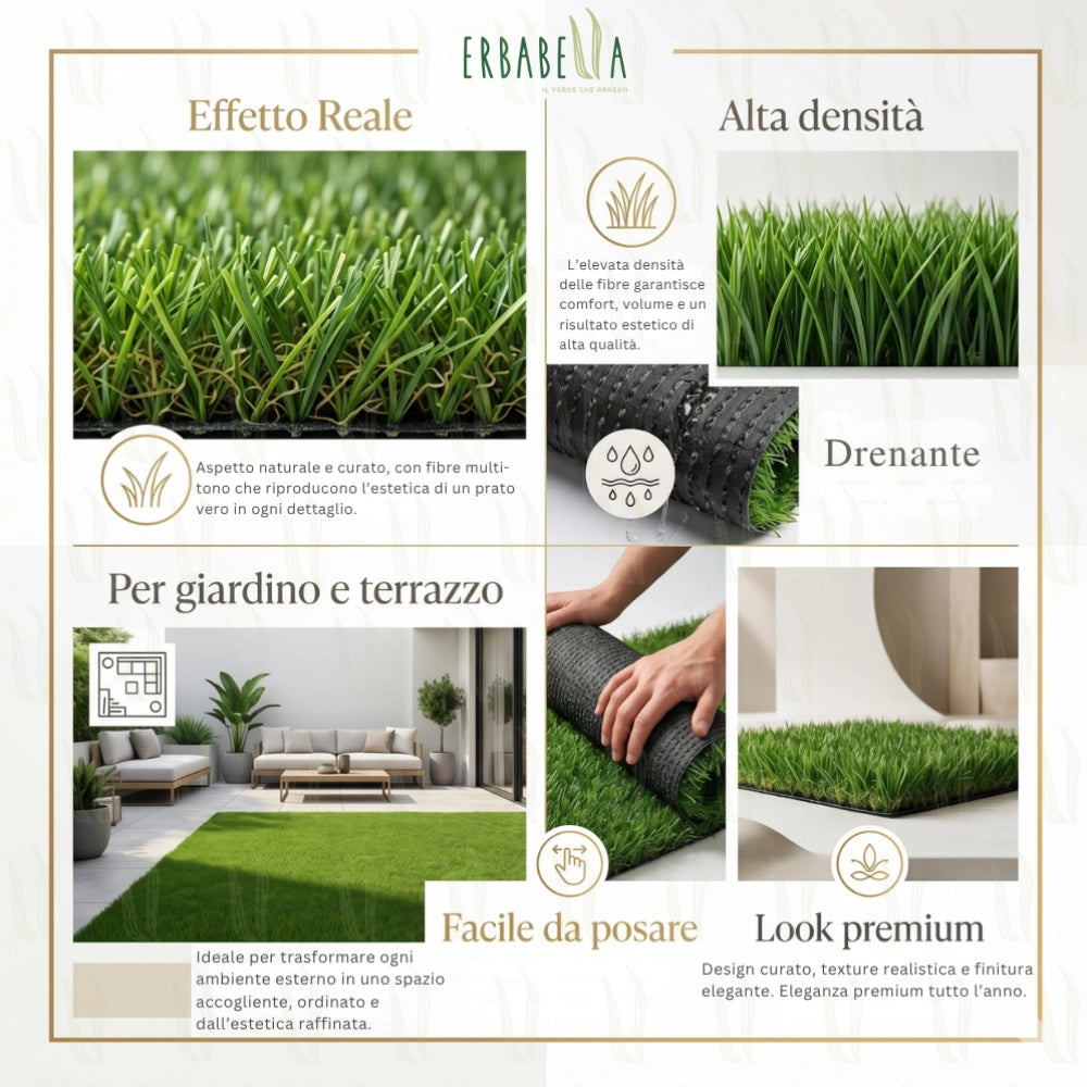 Erbabella campione prato sintetico 30x30 cm *** misura 45 mm, confezione 1