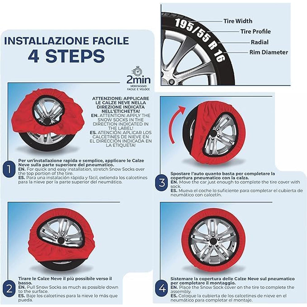 CALZE DA NEVE PER AUTO OMOLOGATE EN 16662-1 ACTIVE SERIES 2 CALZE MIS. L DAC 0007078OT020