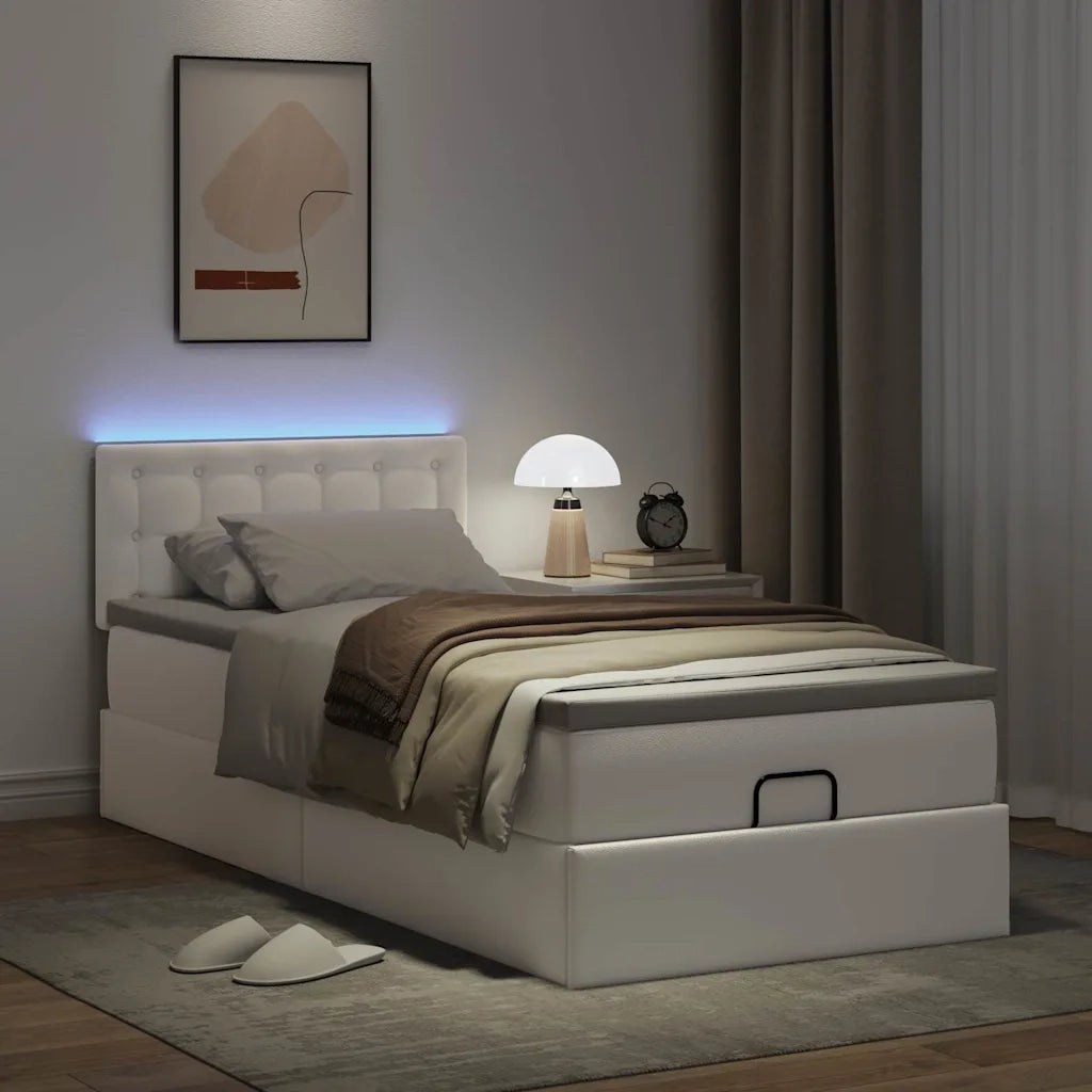 Struttura Letto Pouf con Materasso 90x190 cm Similpelle 3312128