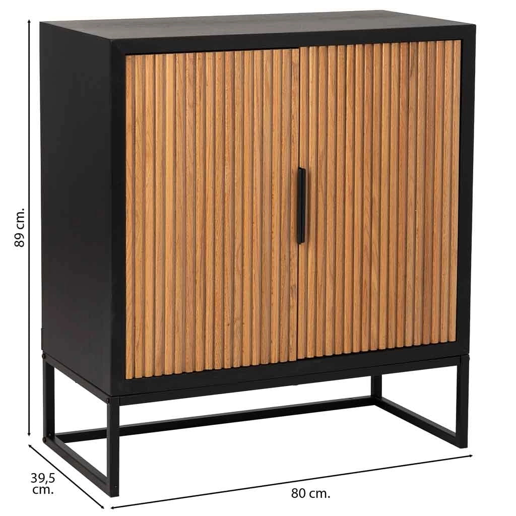 Credenza con 1 cassetto e 2 ante in legno e metallo nero 80x39,5x89
