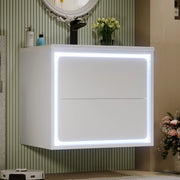 Mobile bagno sospeso 60x46x50 cm bianco con lavabo integrato in ceramica, 2 cassetti, luce LED con sensore radar, struttura in MDF