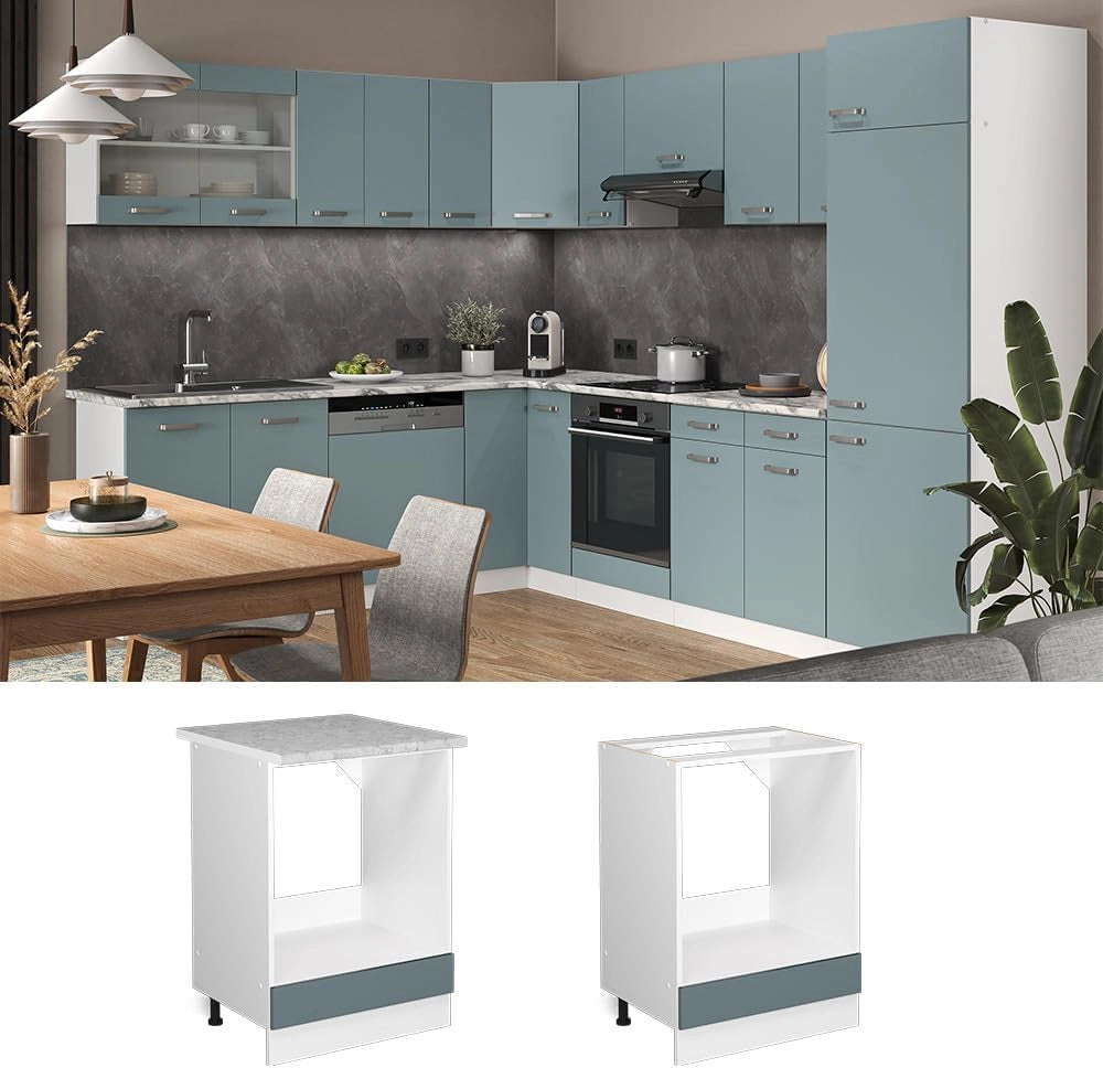 Mobile per forno da incasso R-Line, Grigio-blu, 60 cm senza piano di lavoro, per la libera combinazione all'interno di sistemi cucina modulari