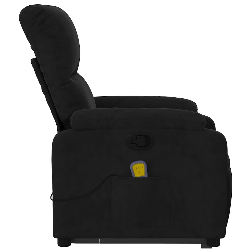 Poltrona Alzapersona Reclinante Massaggiante | Sedia Relax Nera Microfibra