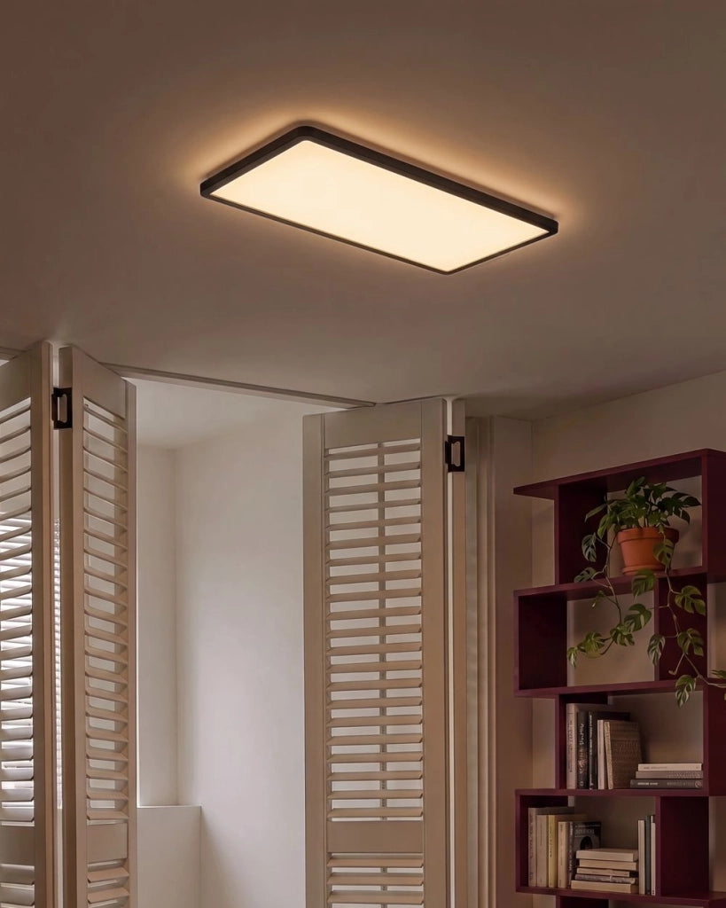 Plafoniera LED Nera a Pannello con Telecomando per Montaggio a Soffitto