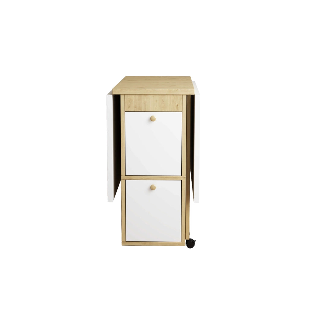 Set tavolo da pranzo pieghevole con 4 sedie; pannello truciolare e PU; bianco effetto rovere