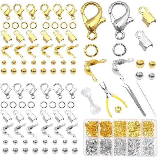 Fibbia a catena 760 pezzi - Chiusura bracciale - Chiusura gioielli - Granchio - Anello a molla - Chiusura a molla - Chiusura a pressione - Chiusura metallica Argento/Oro