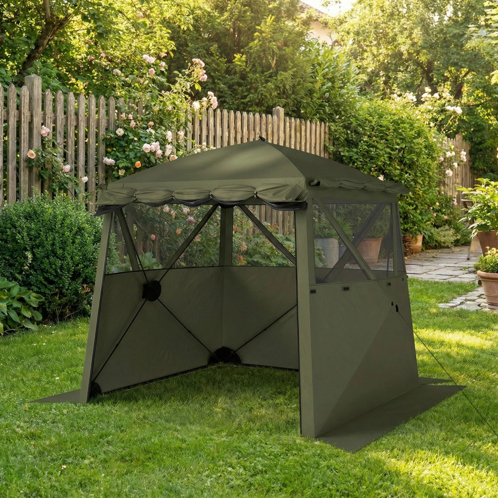 Gazebo 2x2m impermeabile; stabile; invernale; pieghevole pieghevole con 4 pannelli laterali; finestre a rete; porta d'ingresso UV 30+