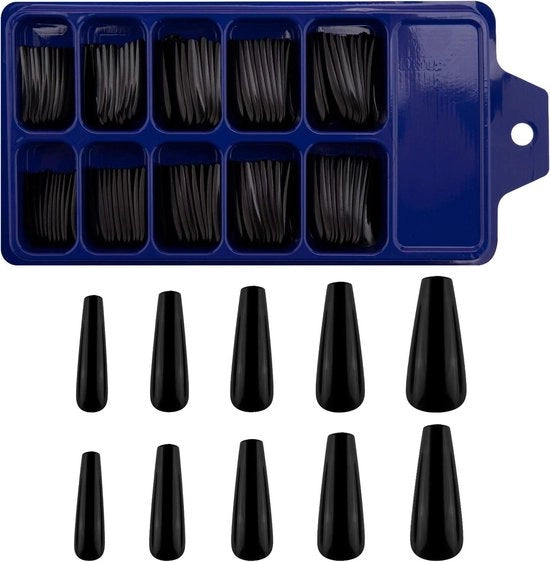 100 pezzi di stuzzicaditi in acrilico lunghi con copertura completa per arte del trucco delle unghie - nero - attrezzature per salone di bellezza.