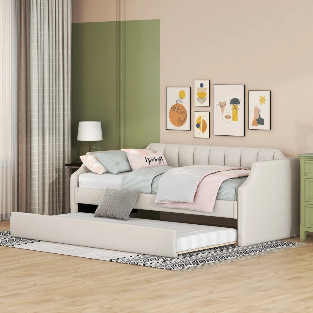 Letto giorno imbottito in cotone lino 90x200 cm