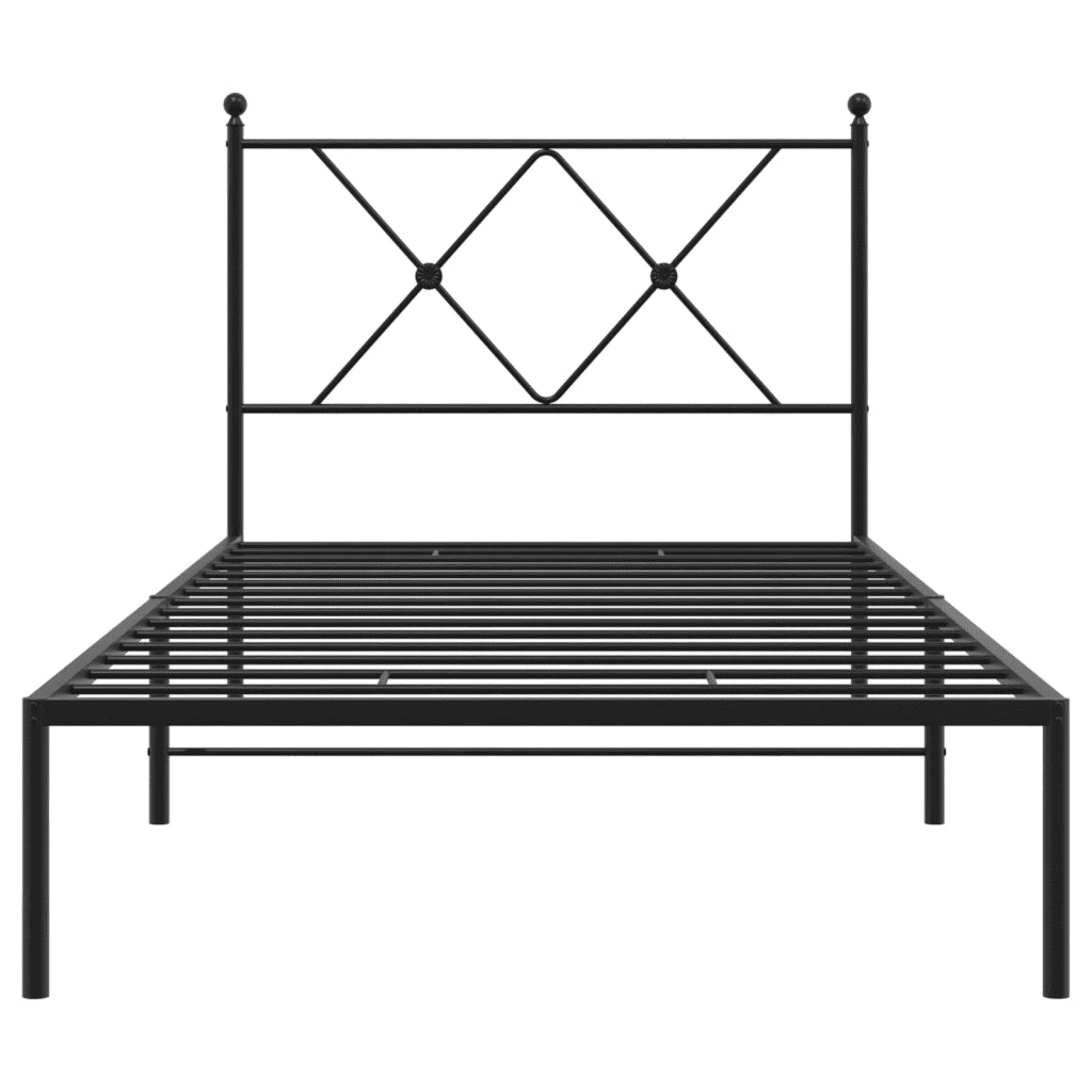 Giroletto con Testiera in Metallo Nero 90x190 cm