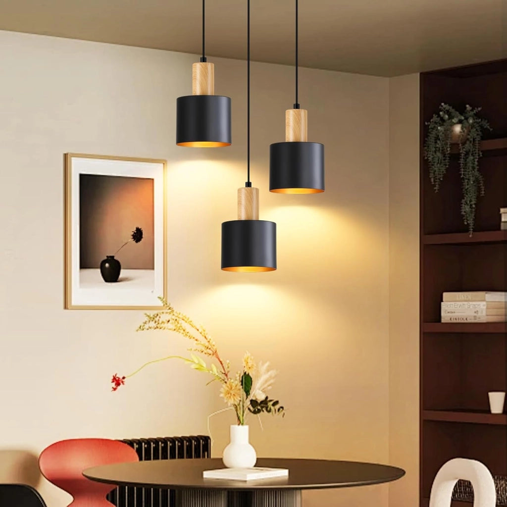 Lampada a sospensione ZMH vintage E27 nera e oro lampada da pranzo a 3 luci lampada a sospensione regolabile in altezza