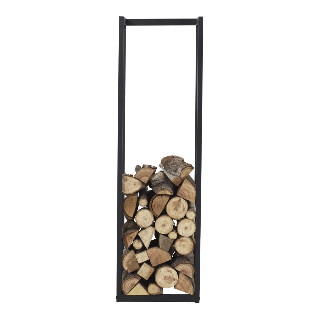 Portalegna 'Tanum' (LxPxA) 35 x 35 x 120 cm Deposito per Legna da Ardere Supporto in Acciaio per Tronchi da Legnaia - Nero [en.casa]