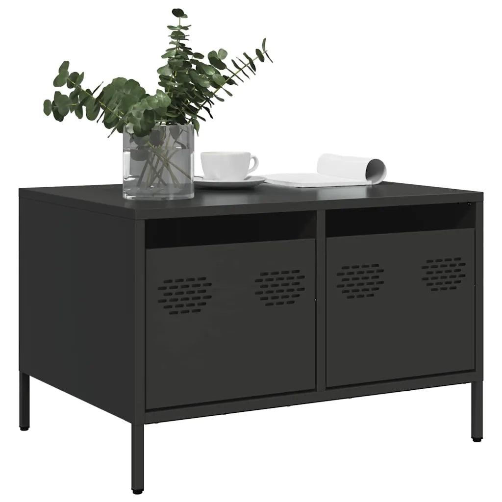 Mobile TV-Credenza per TV-Console TV Nero 68x50x43,5 cm in Acciaio Laminato a Freddo