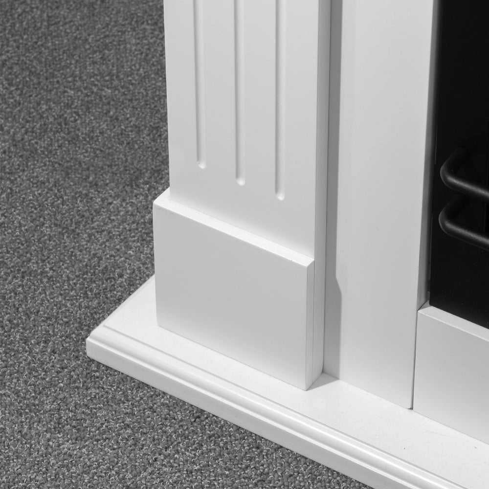 Camino elettrico caminetto da terra CAMBRIDGE in legno Bianco 110x25x95h