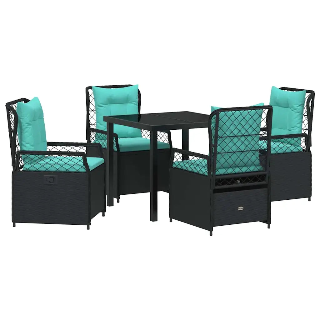Set da Pranzo per Giardino 5 pcs Nero polyrattan 3381059