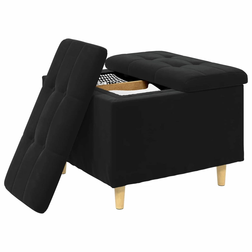 Pouf contenitore con cuscino Nero 60 x 60 x 45 cm Velluto 876829