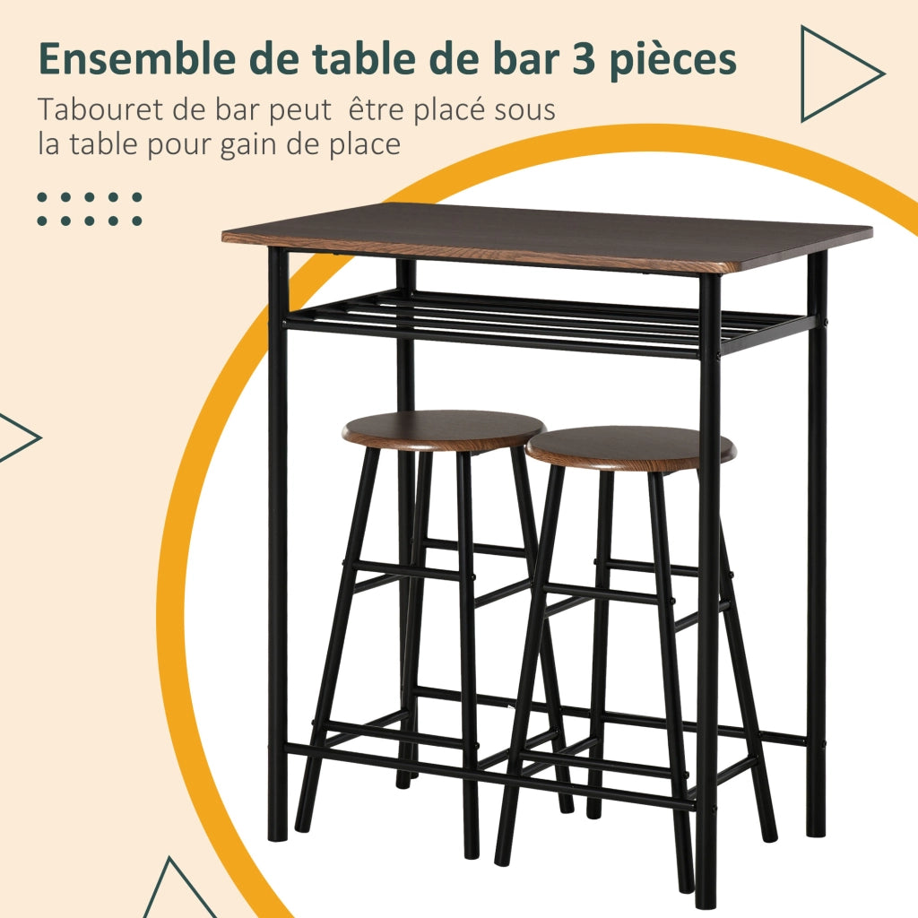 Tavolo da bar ¨C zephmum ¨C MDF noce metallo nero 2 sgabelli