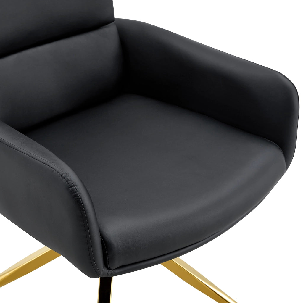 SEDIA Girevole 360° 85 cm PU Nero e Metallo Oro Set da 2 pezzi