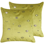 Set di 2 cuscini decorativi velluto Verde Oliva 45 x 45 cm motivo Occhi Accessori decorativi Glamour