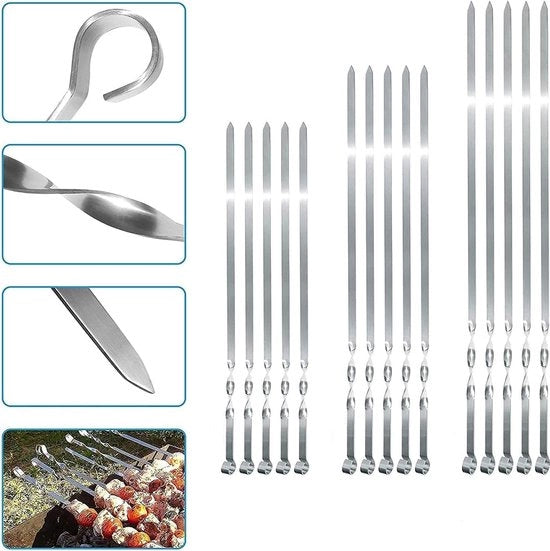 20 pezzi di spiedini da griglia, extra resistenti, in acciaio inossidabile, accessori da griglia per spiedini di mangal, spiedini Shampura Sjasliek (40)