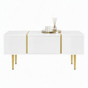 TAVOLINO DA CAFFÈ 100x60x41,5 cm Bianco Lucido MDF con 2 Cassetti