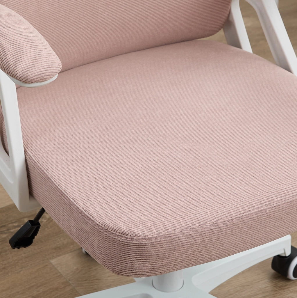 Sedia da ufficio ergonomica rosa con schienale in rete