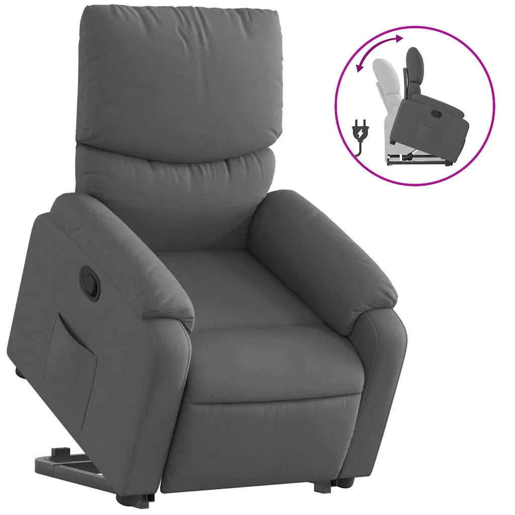 Divano Sedia-Poltrona Alzapersona Reclinabile Grigio Scuro in Tessuto 889924