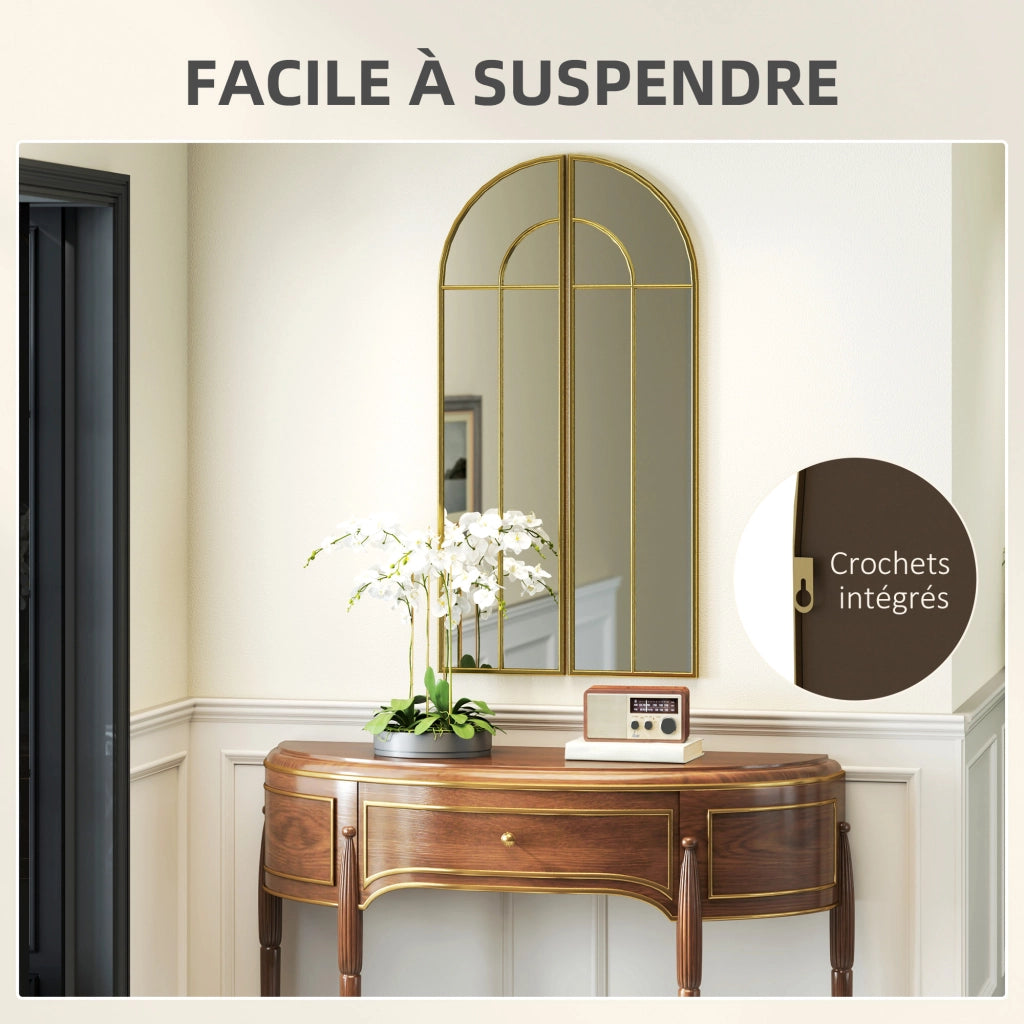 Specchio da Parete con Cornice in Metallo ¨C zephmum ¨C Dorato 30x120 cm