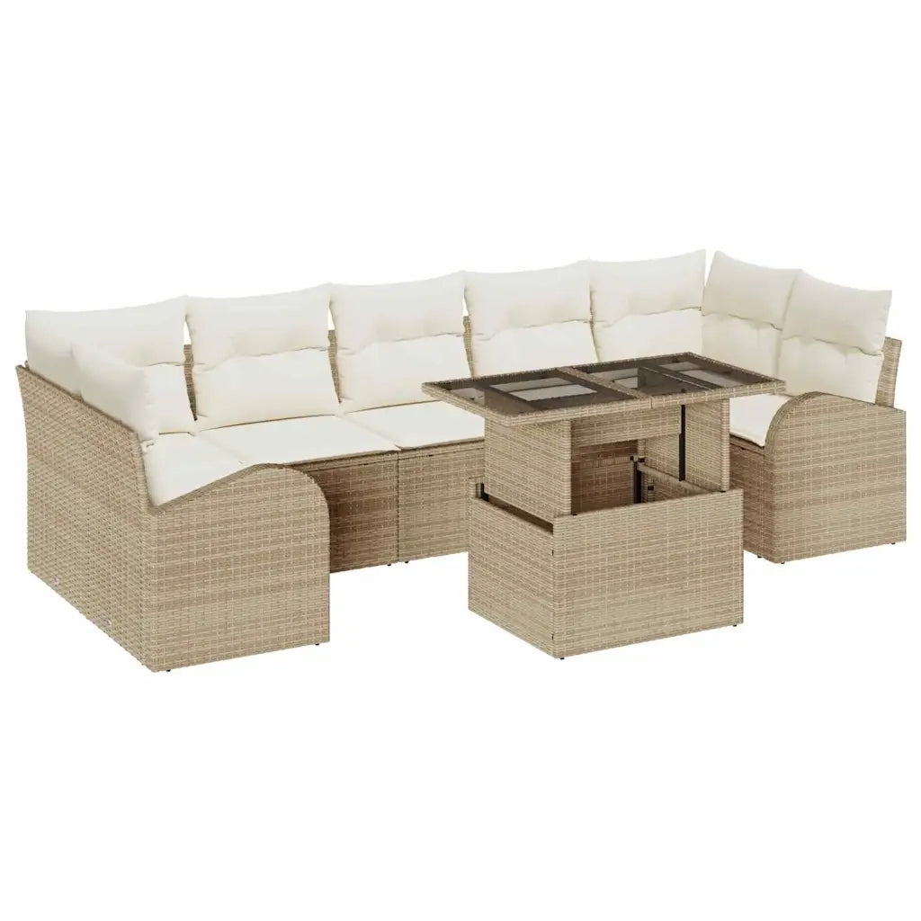 Set Divano da Giardino 8 pcs Beige Rattan in Polipropilene 3357334