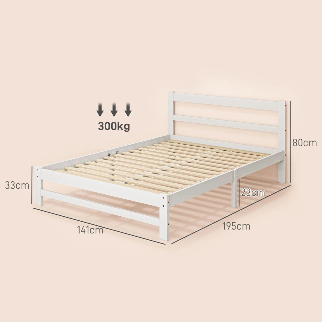 Letto Matrimoniale in Legno Massello con Contenitore ¨C Zephmum ¨C Bianco 195x141 cm
