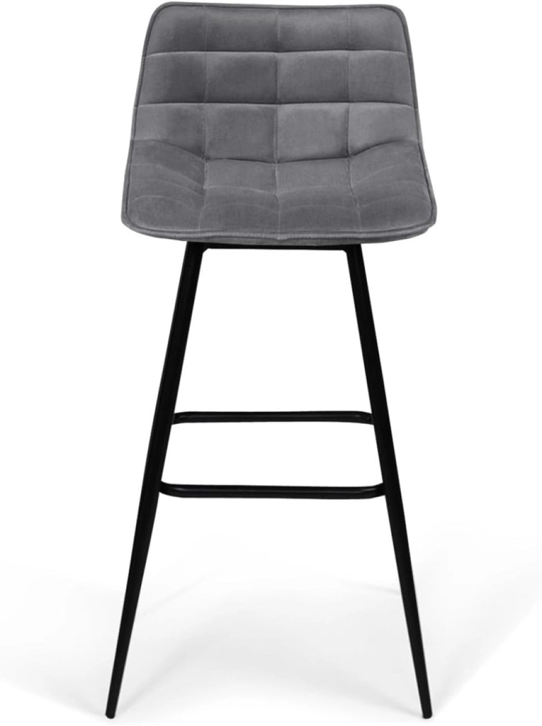 Set di 4 sgabelli da bar in velluto grigio chiaro MADY