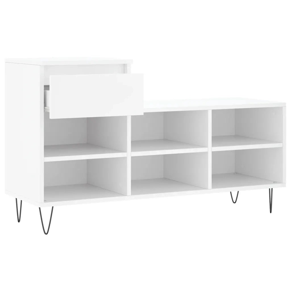 Scarpiera-Scaffale per scarpe Bianca 102x36x60 cm in Legno Multistrato 358011