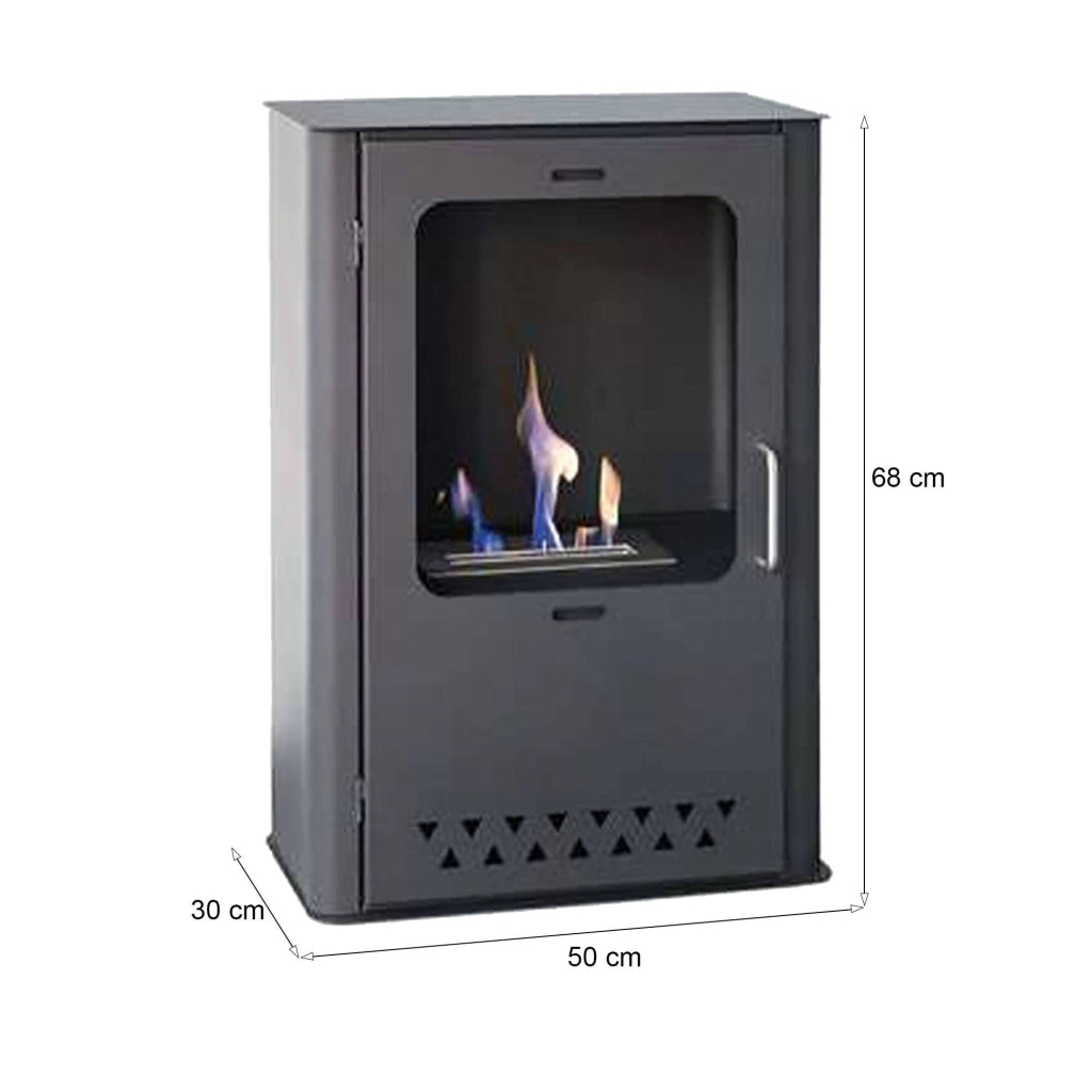 Stufa a bioetanolo Altidona, Camino a bioetanolo, Stufa ecologica, Riscaldatore senza canna fumaria, Made in Italy, 50x30 h68 cm, Grigio