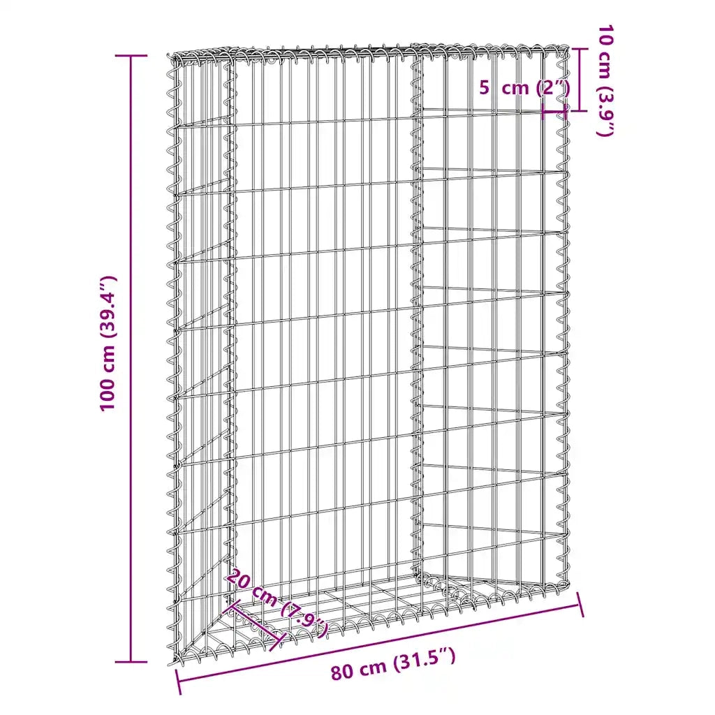 Gabbione Letto Rialzato Trapezio Acciaio Zincato 80x20x100 cm 145652