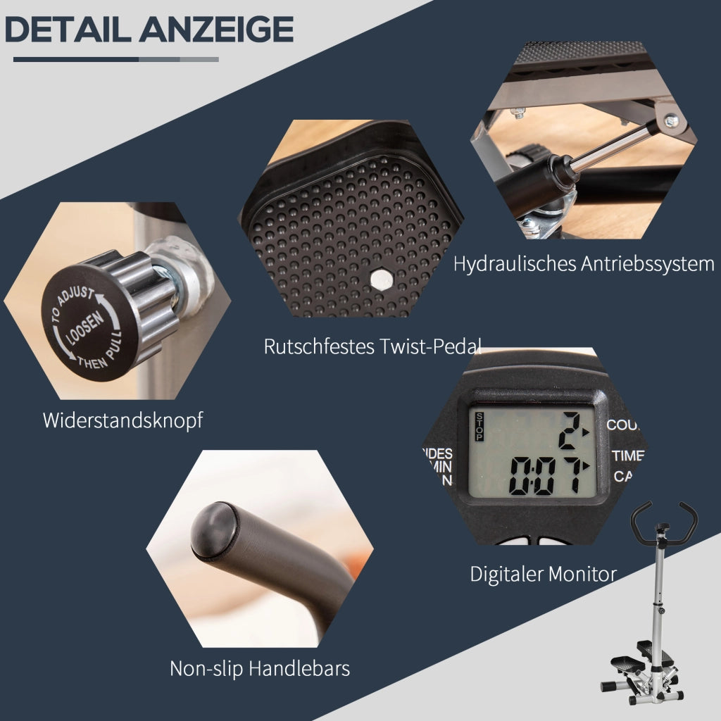 Cyclette stepper con manubrio per allenamento di gambe e glutei, schermo LCD, velocit¨¤ regolabile