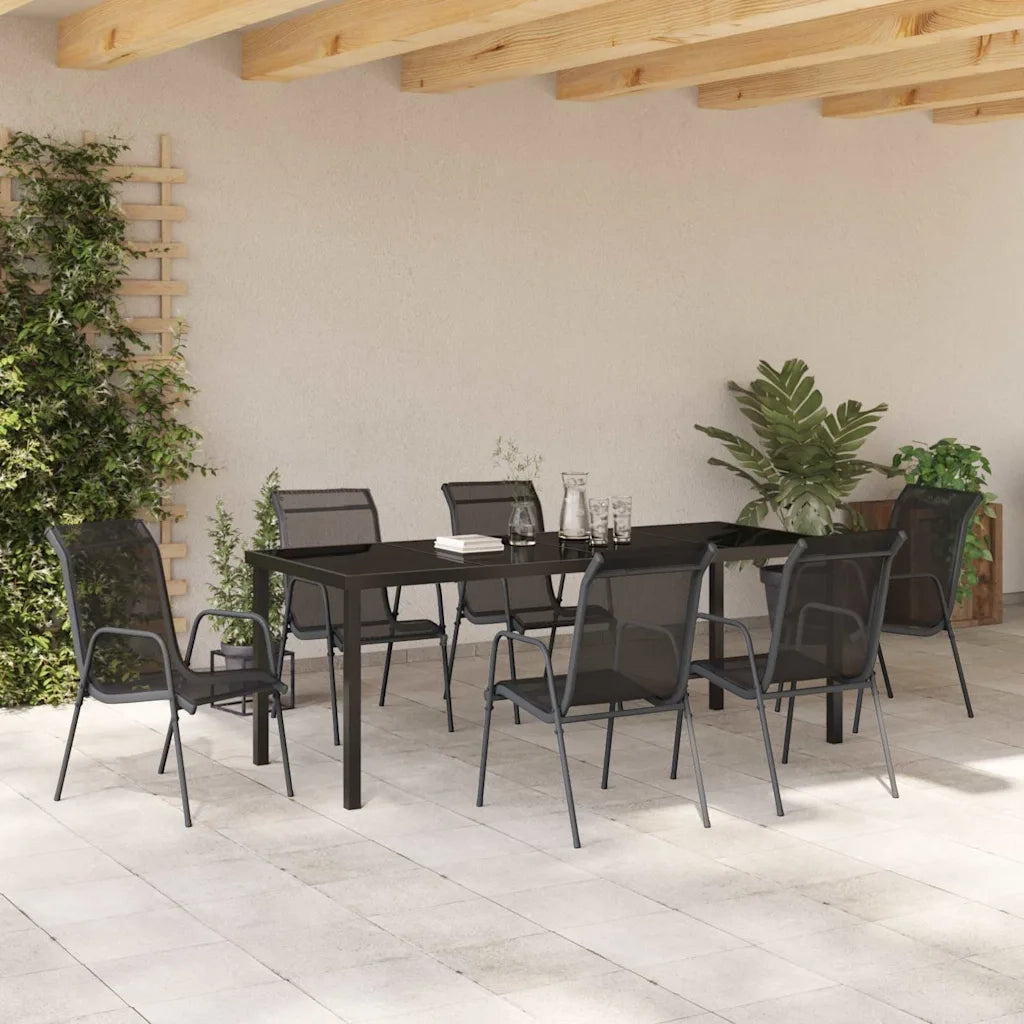 Set da Pranzo per Giardino 7 pcs Nero 3379140