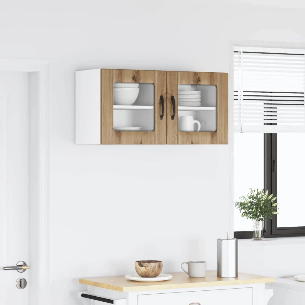 Pensile da cucina | Mobile in vetro da parete LUCCA 2 pz Rovere Artigianale