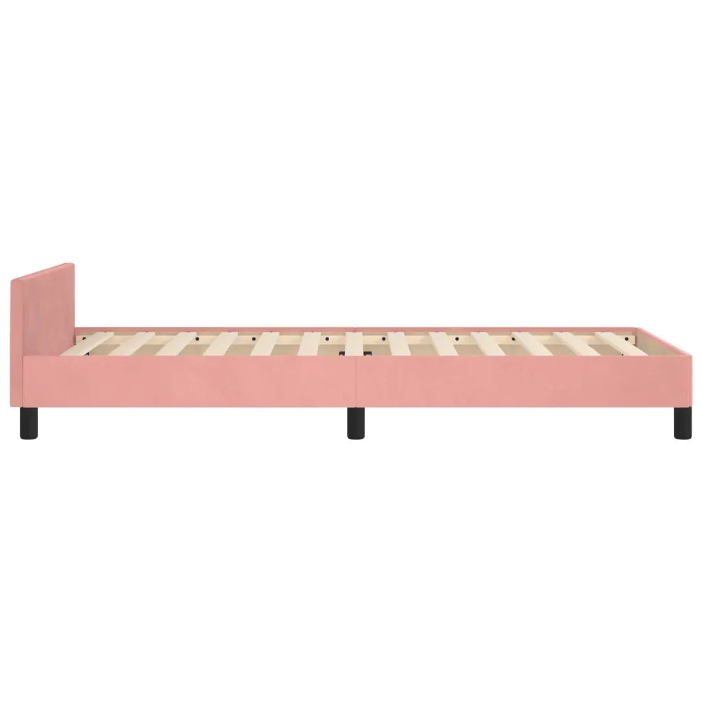 Giroletto con Testiera-Struttura Letto con testiera Rosa 80x200 cm in Velluto 512718