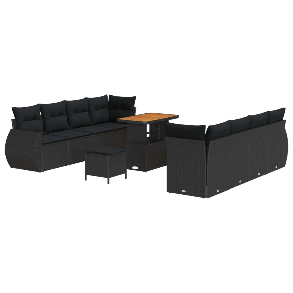 Set Divano da Giardino 11 pcs Nero Poly Rattan 3363799