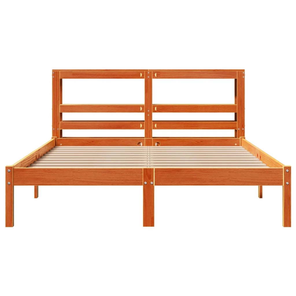 Giroletto con Testiera Marrone Cera 150x200 cm Massello Pino 3305741