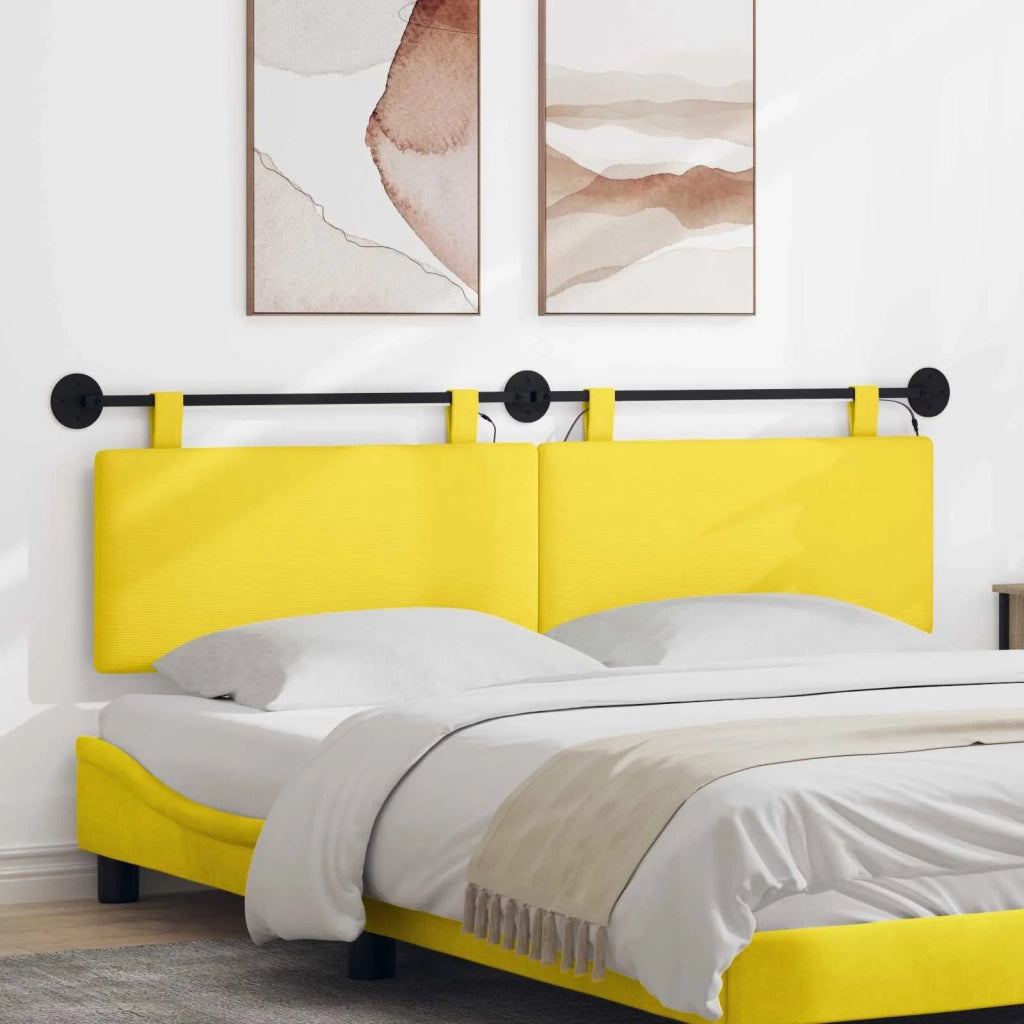 Testiera sospesa Con luce LED Giallo Chiaro Tessuto in Cords
