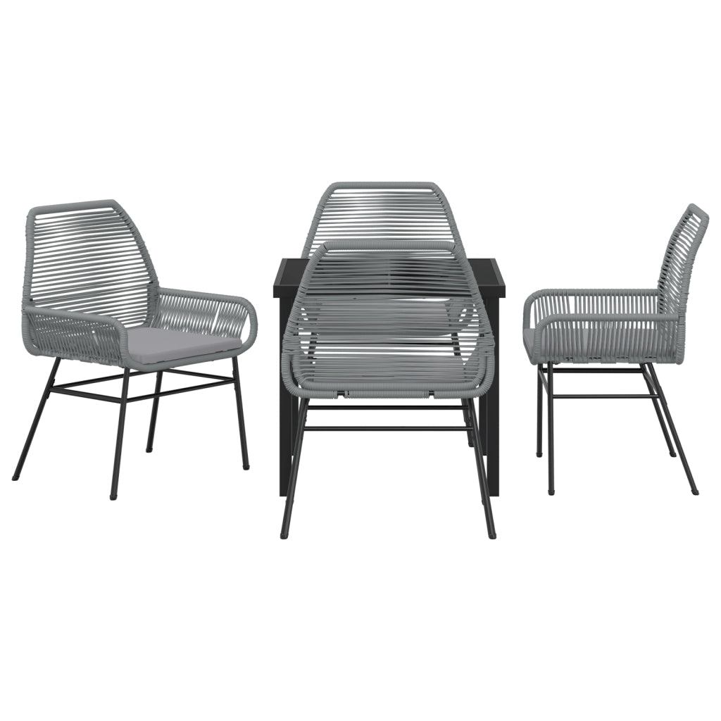 Set da pranzo da giardino 5 pezzi con cuscini grigio rattan polietilene