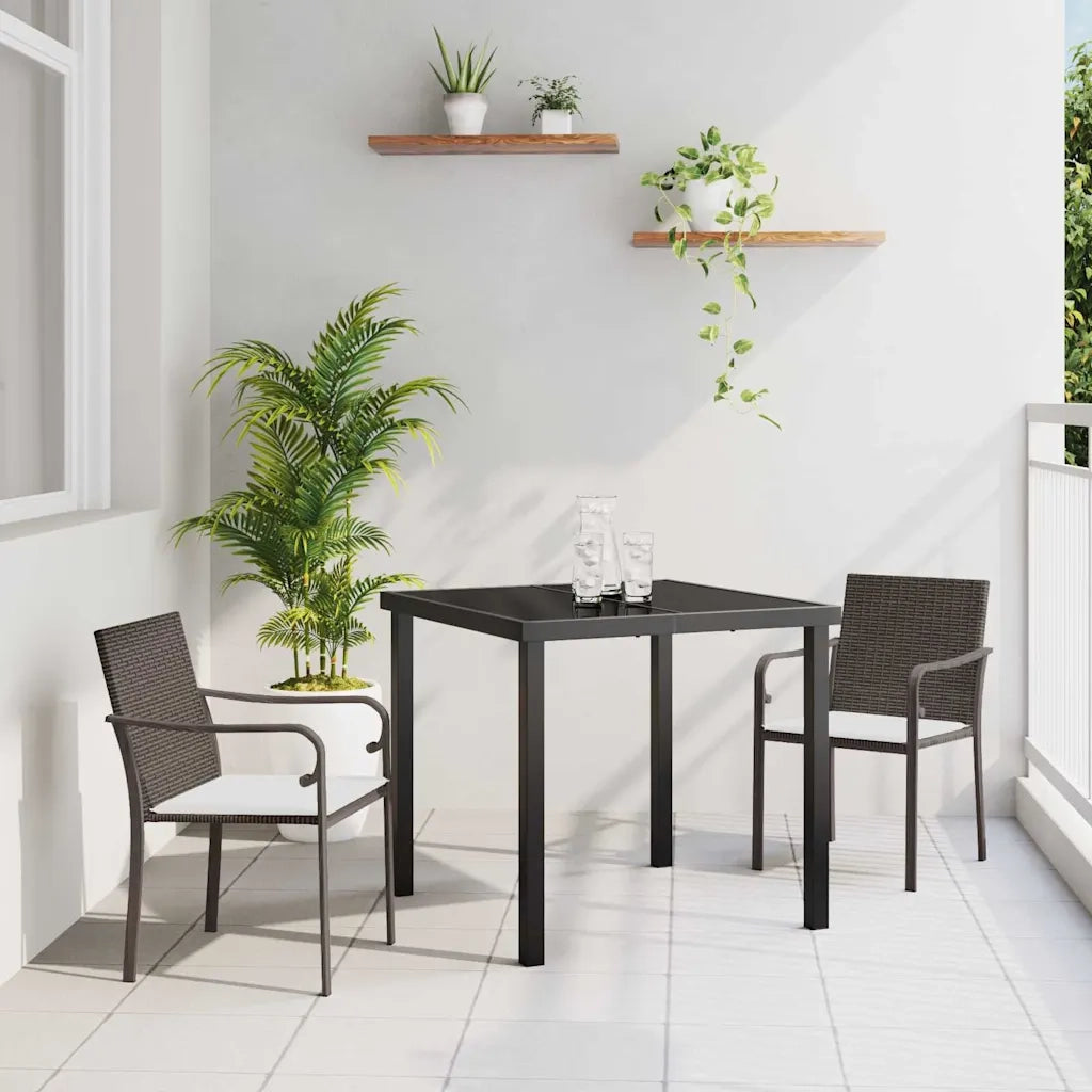 Set da Pranzo per Giardino 3 pcs Marrone e Nero Rattan in PE 3379044
