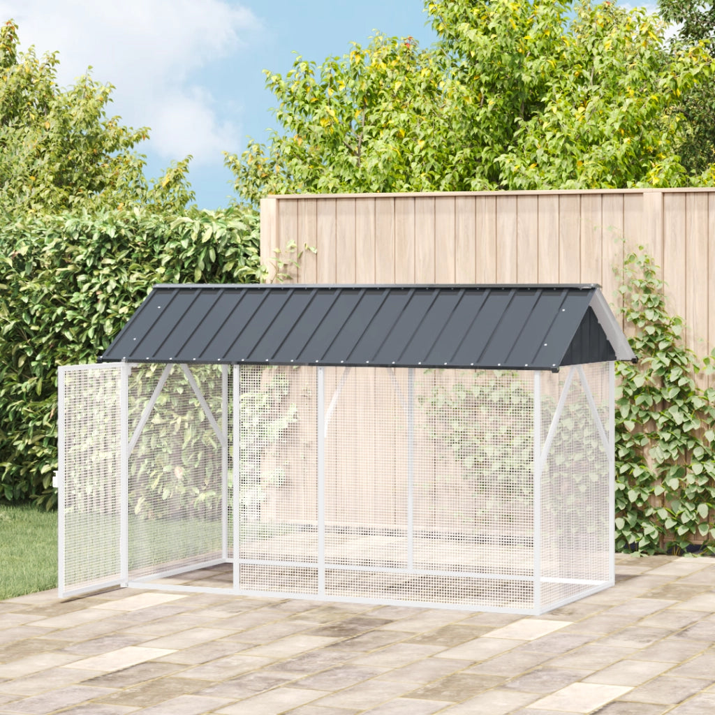 Voliera per Uccelli Antracite 112x227x141 cm Acciaio