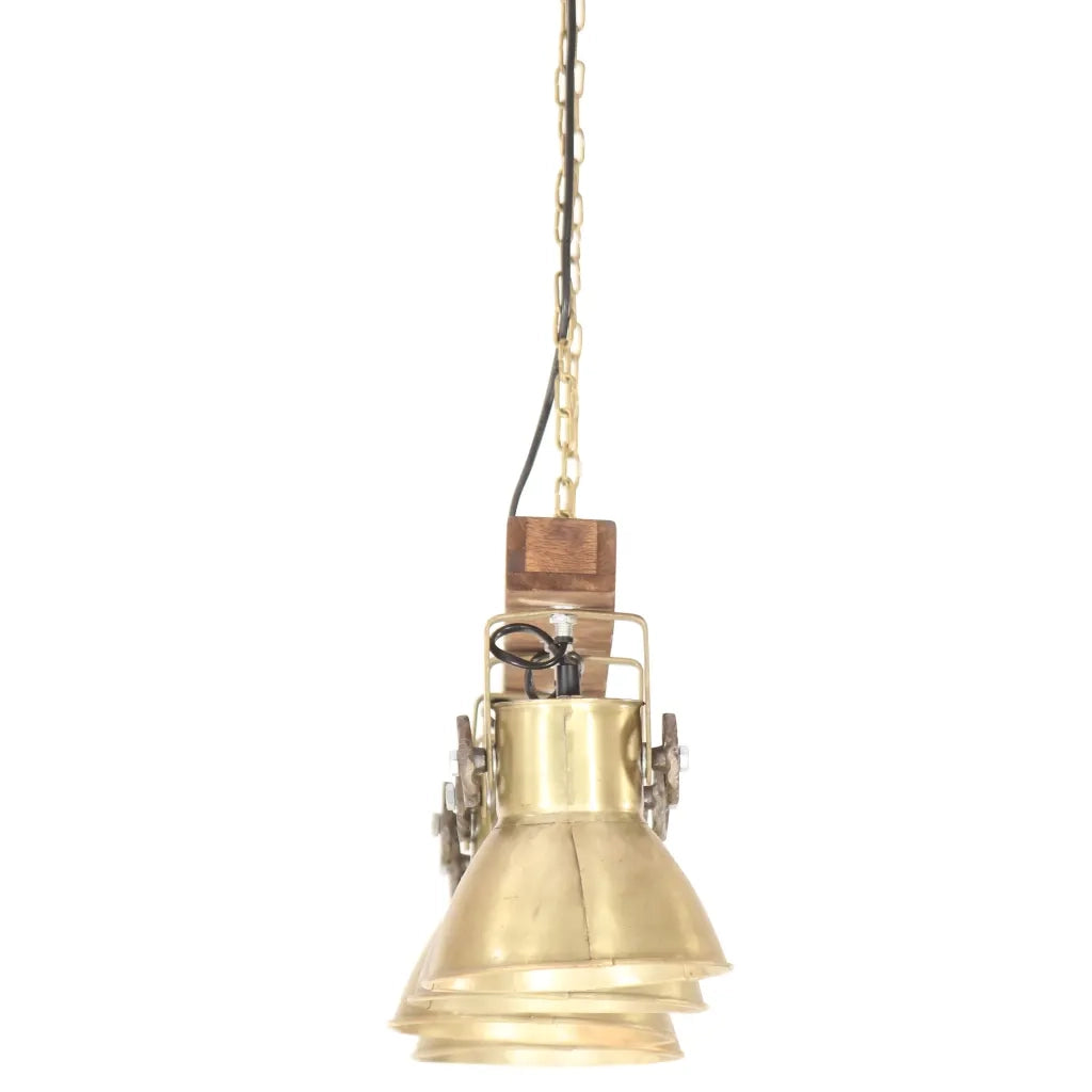 Lampada a Sospensione Industriale Ottone E27 Legno di Mango CFW1060217